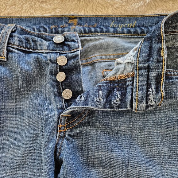 SIZE 29 *7 For Mankind Boycut Button Fly Jeans Size EUC - Picture 1 of 14